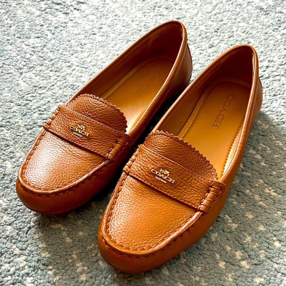 Coach Odette Leather Loafer Slip-On in Cognac Tan